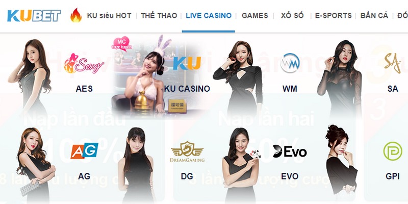 Trong danh mục casino, người chơi có thể tận hưởng các trò chơi đỉnh cao